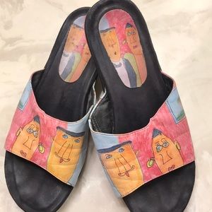 Handpainted leather sandal